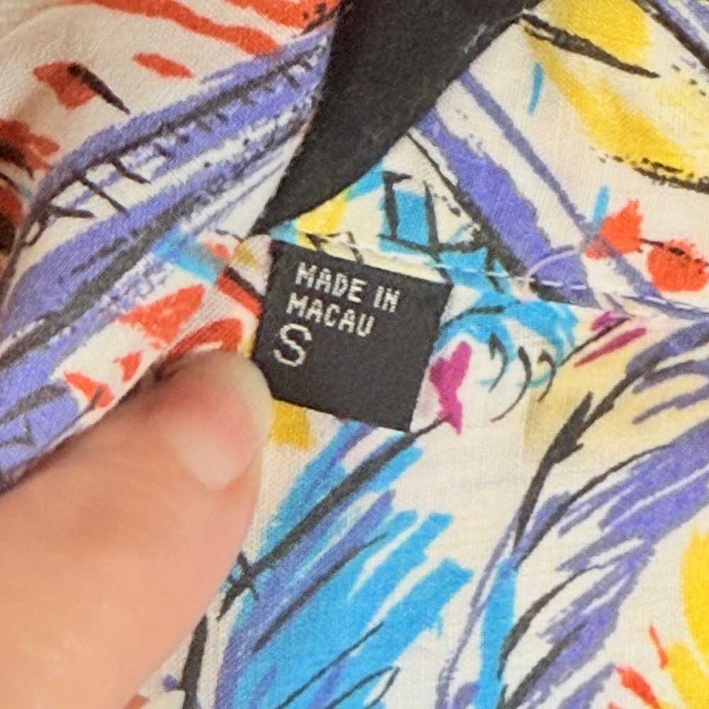 Vintage Esprit Women Small Shirt Tropical Euro Beach Resort Sailboat Multicolor - Picture 7 of 9